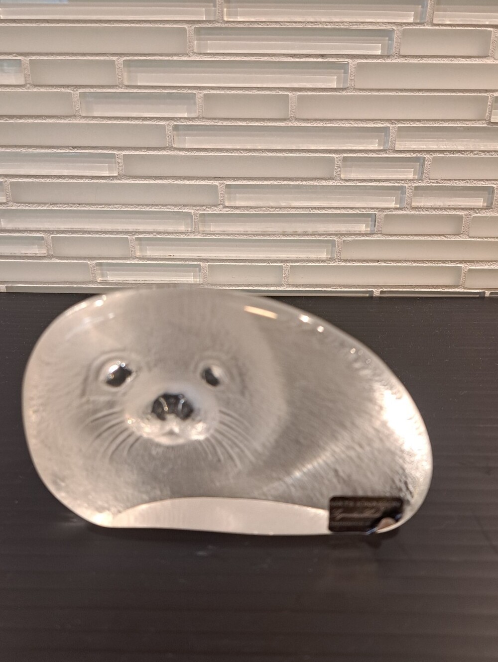 Mats Jonasson Lead Crystal Baby Seal Paperweight 4" Sweden Art Glass Sculpture